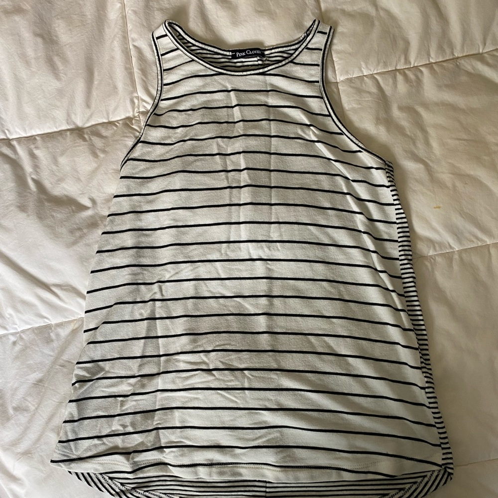 Pink Clover Black and White Knit Tank